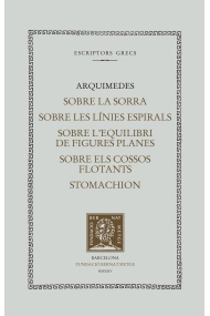 Cubierta de El llibre de la sorra. Sobre les línies espirals. Sobre l'equilibri de figures planes. Sobre els cossos flotants. Stomachion