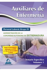 Cover von Auxiliares de enfermería. Personal laboral (grupo iv) de la administración de la comunidad autónoma de extremadura. Temario específico volumen i