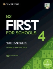 Cubierta de B2 First for Schools 4. Student's Book with Answers with Audio with Resource Bank.