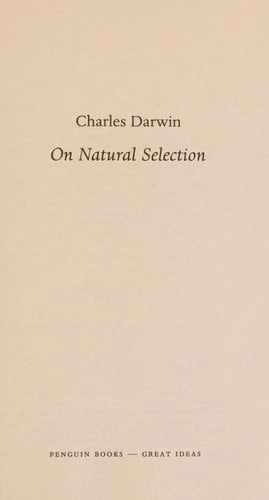 Cubierta de On natural selection — Charles Darwin