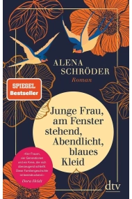 Cubierta de Junge Frau, am Fenster stehend, Abendlicht, blaues Kleid: Roman