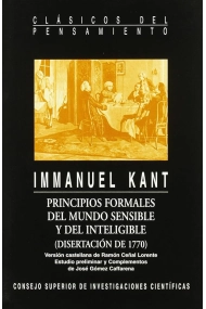 Cubierta de Principios formales del mundo sensible y del inteligible (Disertación de 1770)