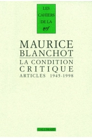 Cubierta de La condition critique articles, 1945-1998